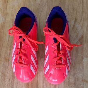 Adidas Kids Soccer Shoes Cleats Neon Pink with White Stripes Size 12